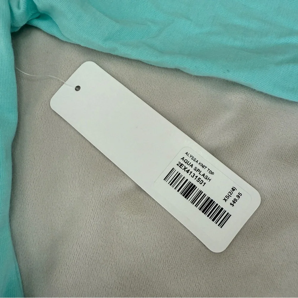 Soft Surroundings Alyssa Knit Wrap Top - Aqua - Size XS - NWT - Picture 4 of 5